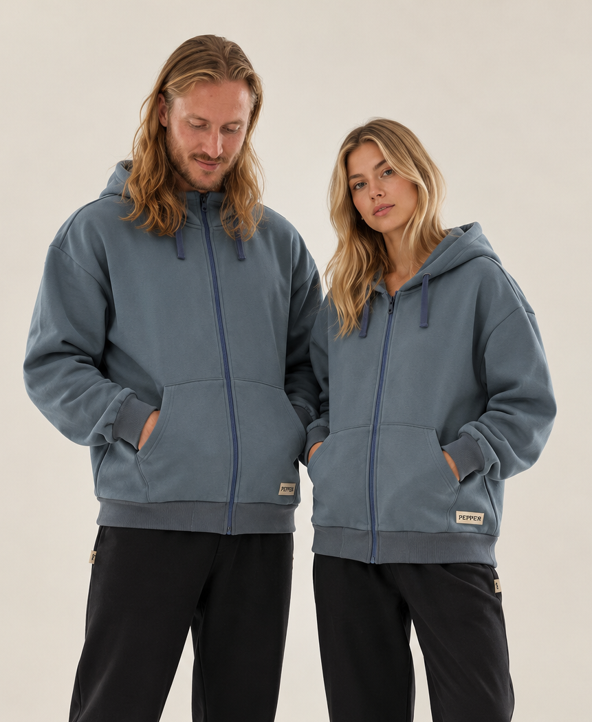 RELAXED ESSENTIAL SOFT BLEND ZIP HOODIE